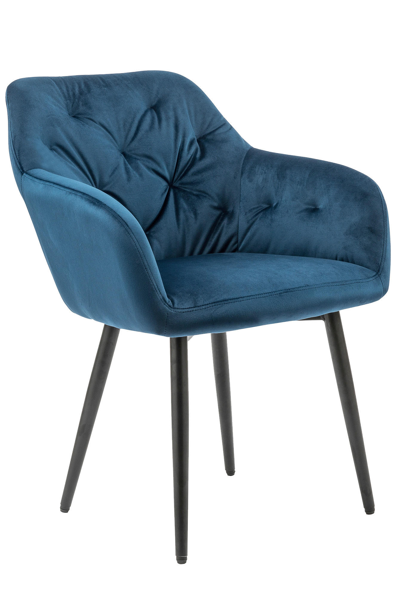 ARMLEHNSTUHL  in Samt  - Blau/Schwarz, MODERN, Textil/Metall (61/85/45cm) - Livetastic