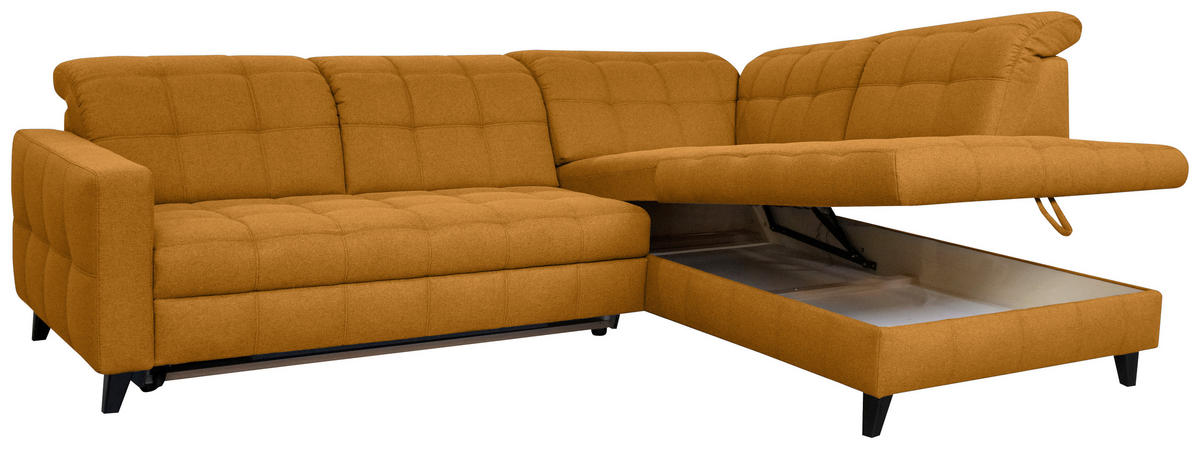 SAROKKANAPÉ textil sárga  - sárga/fekete, Design, textil/fa (297/216cm) - Xora