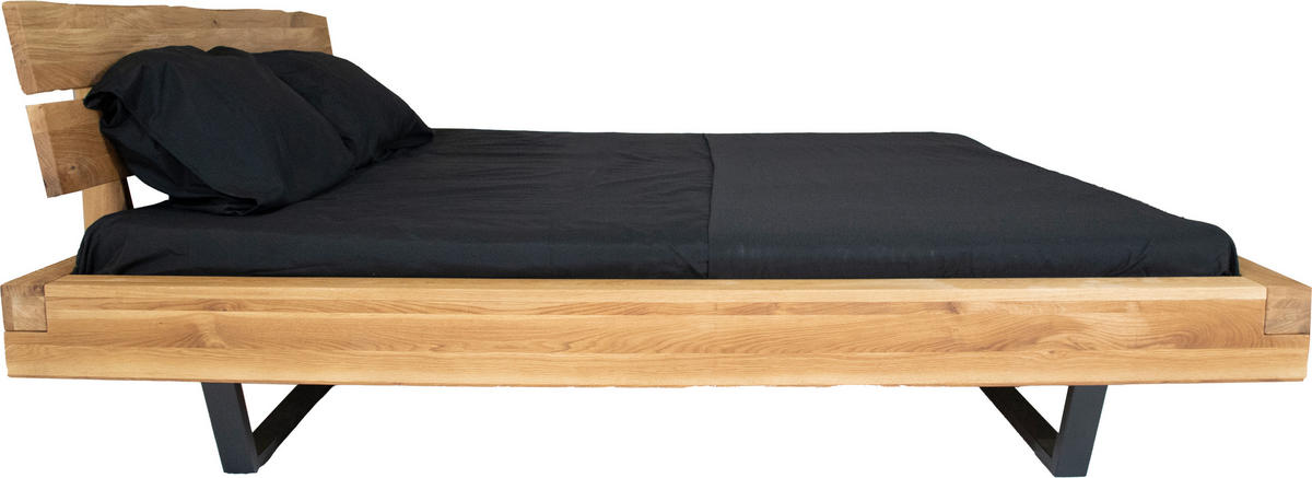 BALKENBETT 140/200 cm  in Eichefarben   - Eichefarben/Schwarz, Natur, Holz/Metall (140/200cm) - Carryhome