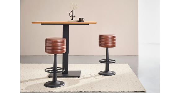 BARHOCKER Echtleder Braun, Schwarz Eisen Lederauswahl  - Schwarz/Braun, LIFESTYLE, Leder/Metall (36/78/36cm) - Landscape