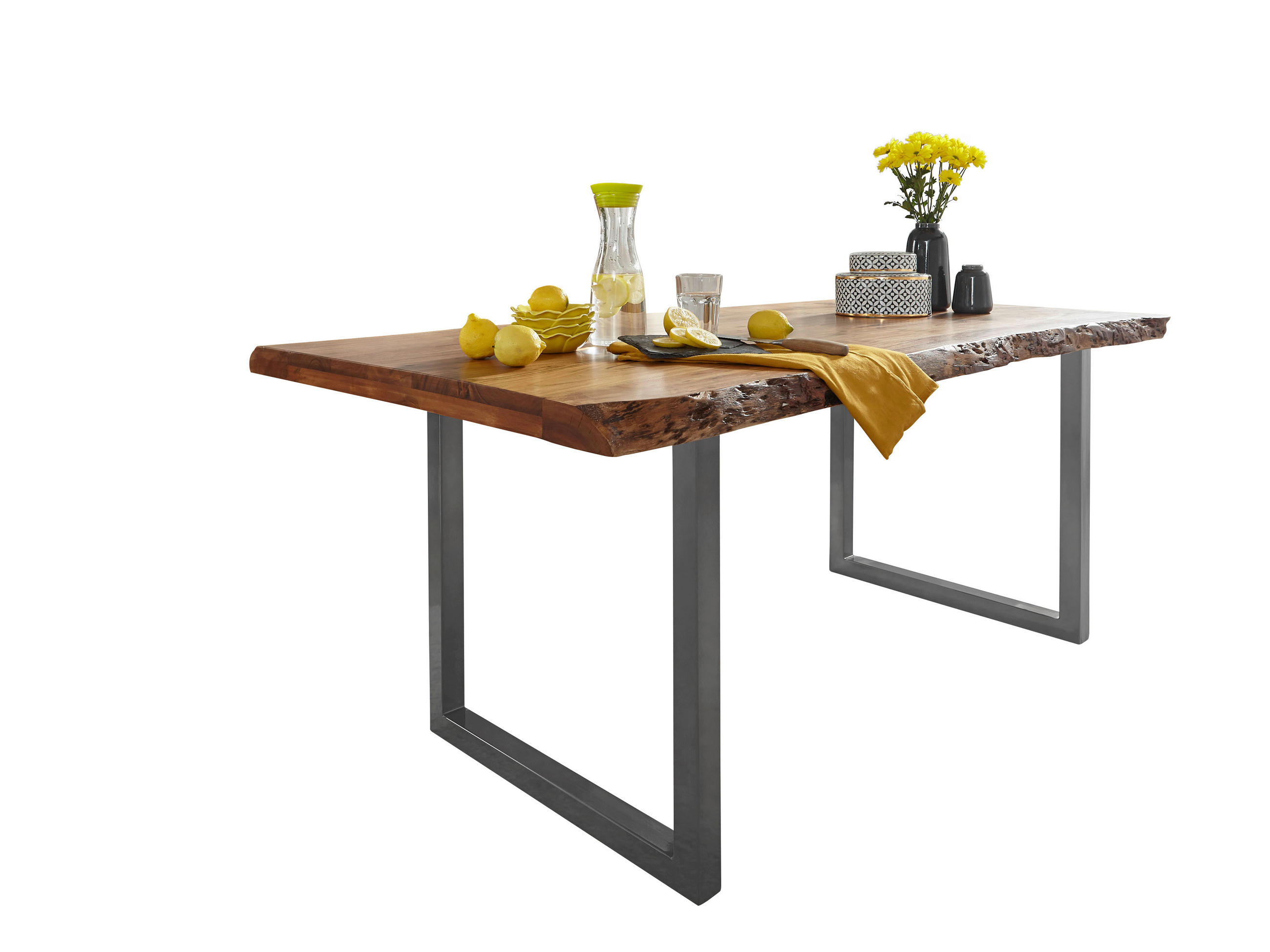 ESSTISCH in Holz 160/90/76 cm  - Akaziefarben/Grau, Konventionell, Holz/Metall (160/90/76cm) - Livetastic