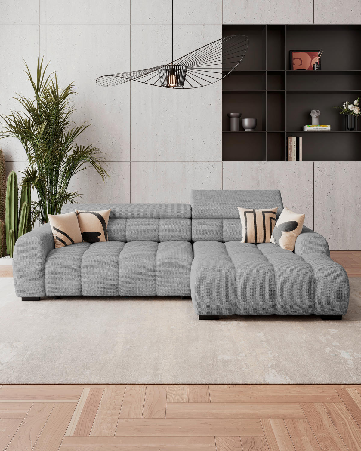 HÖRNSOFFA i vävt tyg grå  - grå/svart, Trend, textil/plast (285/168cm) - Livetastic