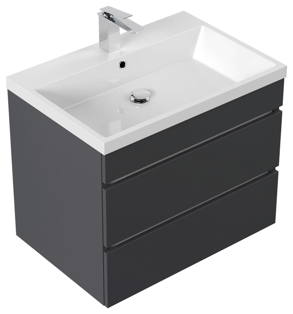 WASCHTISCHKOMBI 70 cm  - Graphitfarben/Weiß, Basics, Holzwerkstoff/Stein (70cm) - MID.YOU