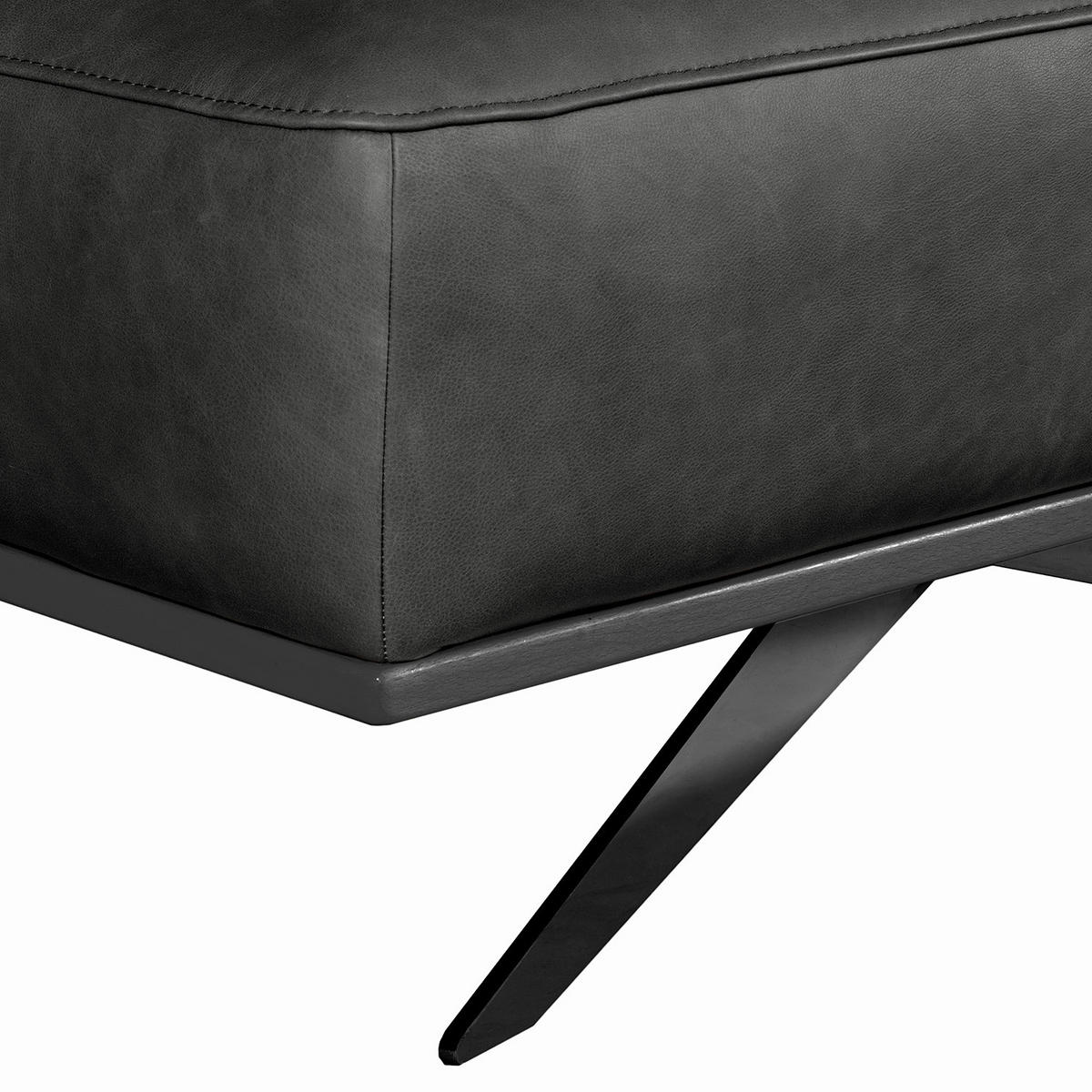 HOCKER Echtleder Schwarz  - Schwarz, Design, Leder/Metall (95/46/80cm) - Livetastic