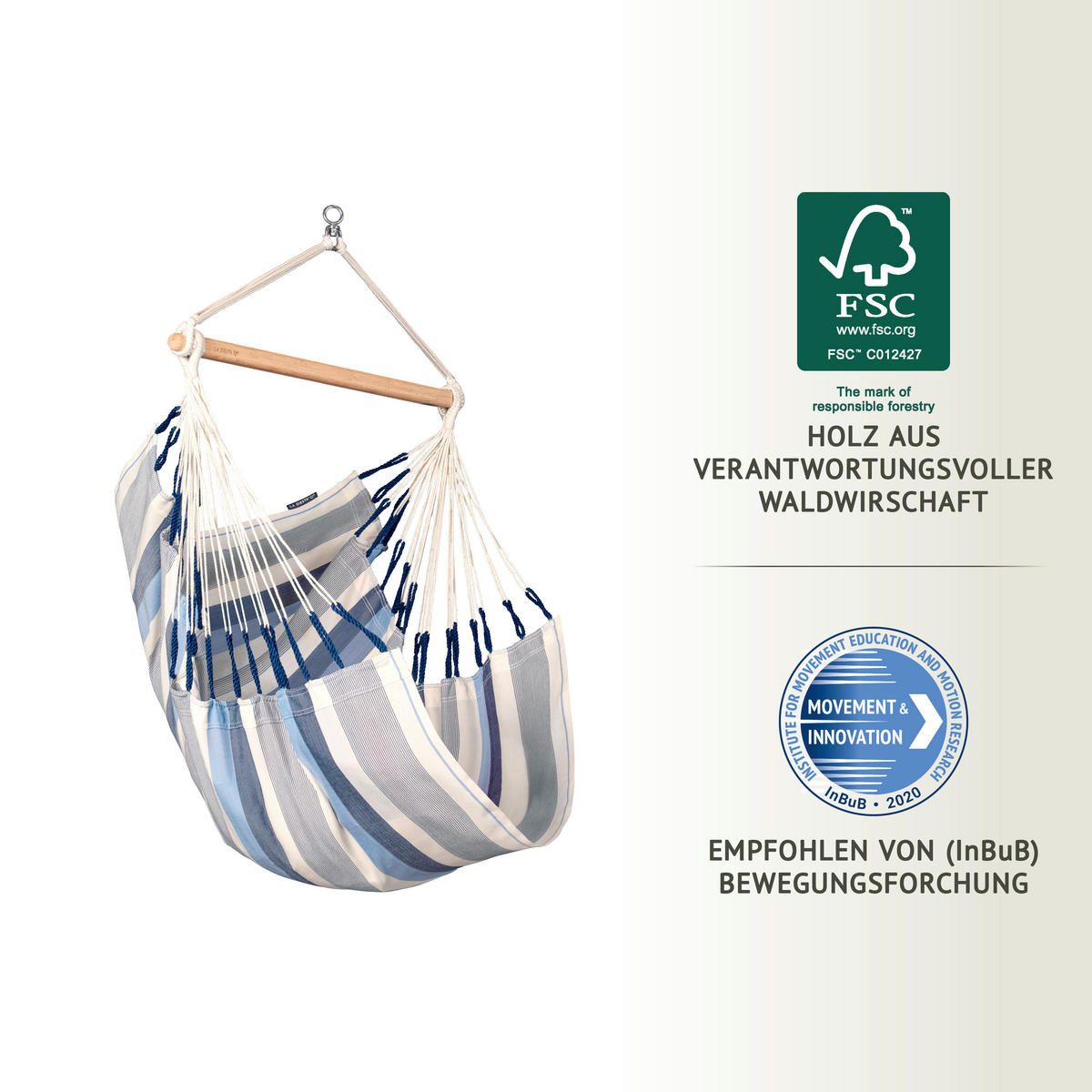 ZÁVĚSNÉ KŘESLO  - bílá/světle modrá, Basics, dřevo/textil (90/145/140cm) - La Siesta