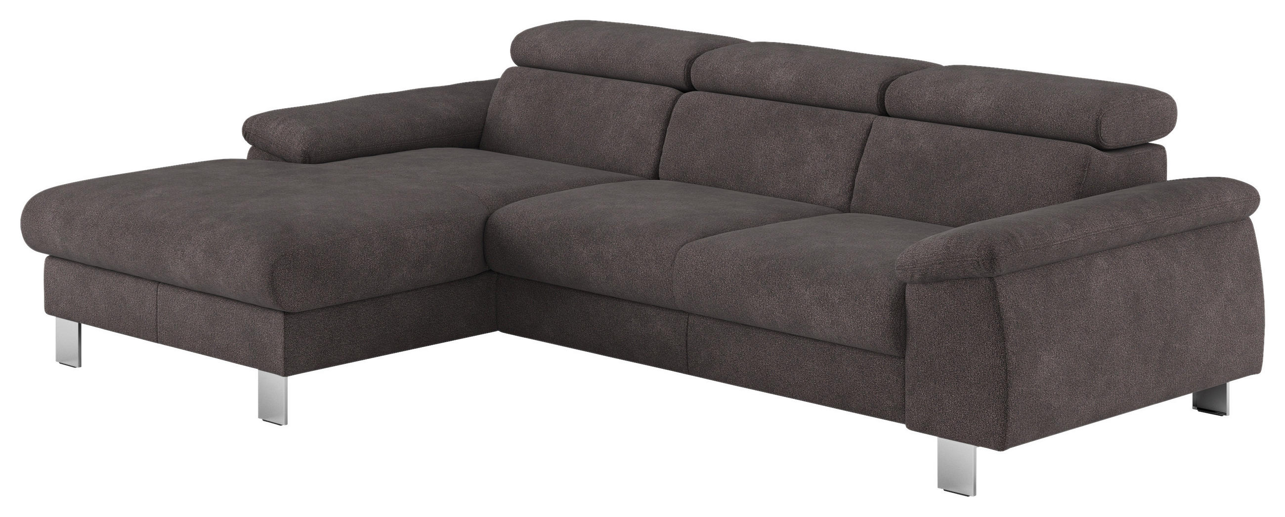 ECKSOFA Anthrazit Flachgewebe Bettkasten, Schlaffunktion, Kopfteilverstellung  - Chromfarben/Anthrazit, Design, Textil/Metall (166/244cm) - Livetastic