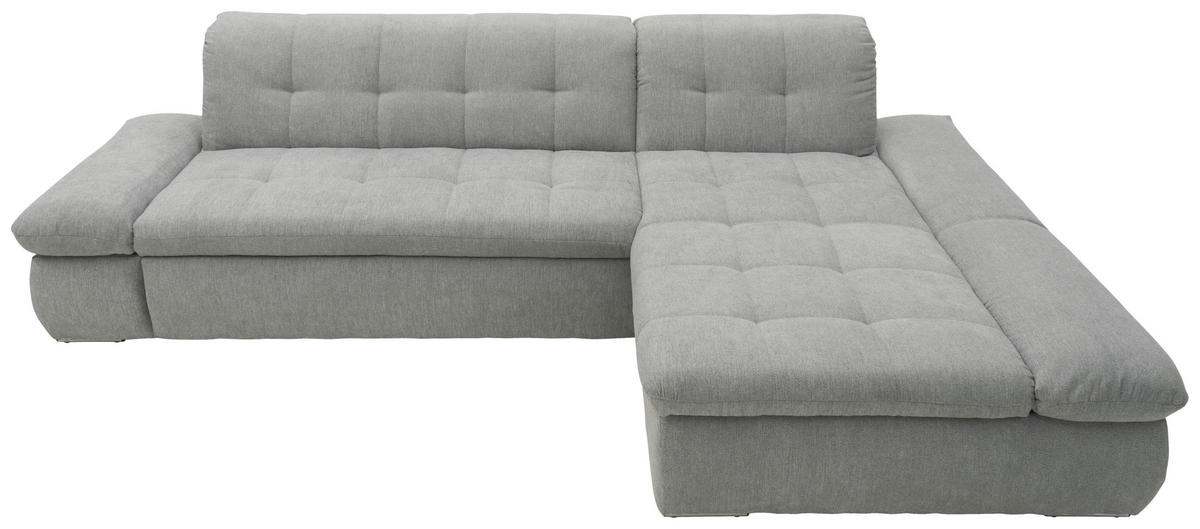 ECKSOFA Grau Mikrofaser  - Chromfarben/Grau, KONVENTIONELL, Textil/Metall (300/172cm) - MID.YOU