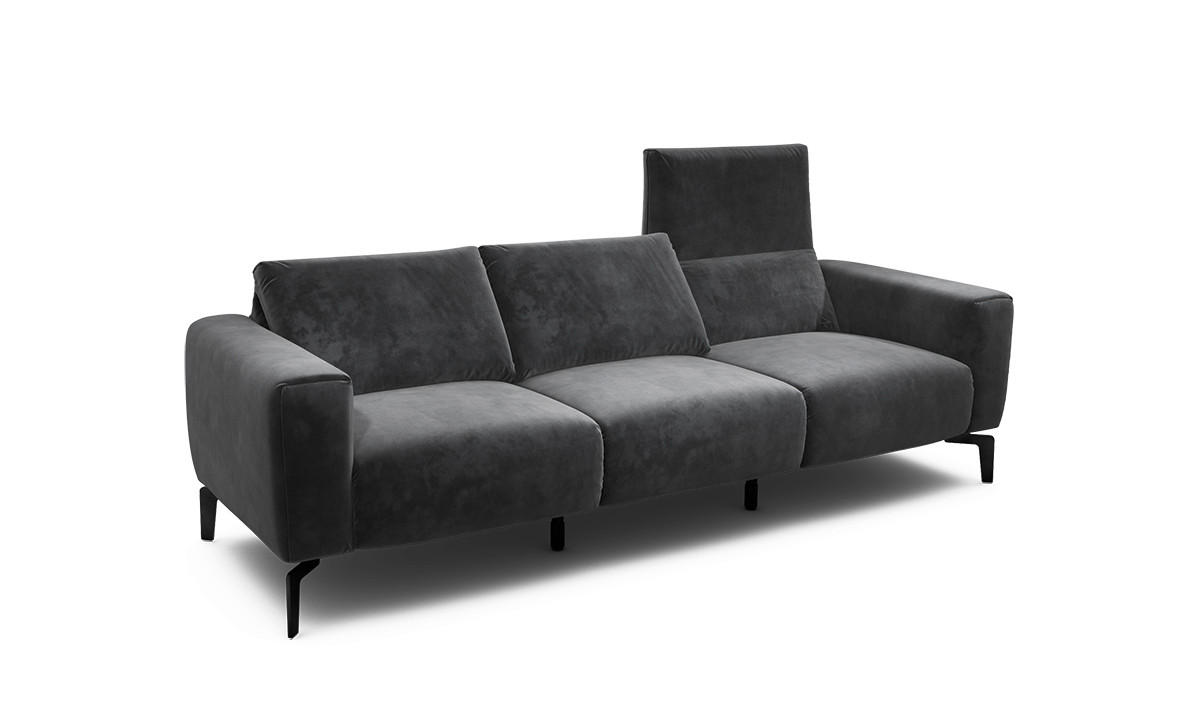 3-SITZER-SOFA Samt Anthrazit  - Anthrazit/Schwarz, Design, Textil/Metall (250/86/86-94cm) - SENSOO