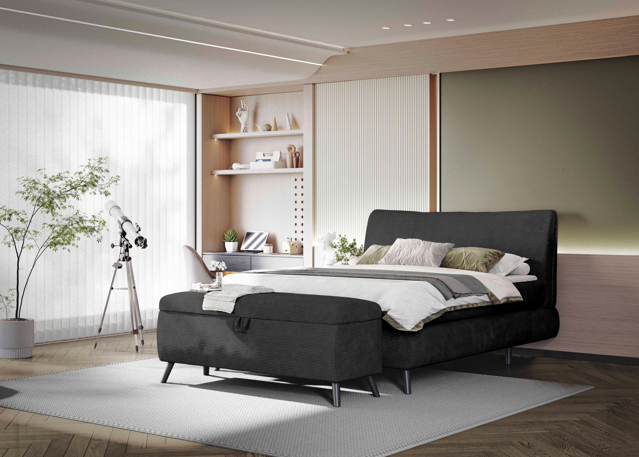 BOXSPRINGBETT 180/200 cm  in Schwarz  - Schwarz, Trend, Holz/Textil (180/200cm) - Esposa