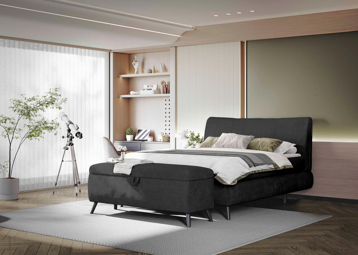 BOXSPRINGBETT 180/200 cm  in Schwarz  - Schwarz, Trend, Holz/Textil (180/200cm) - Esposa