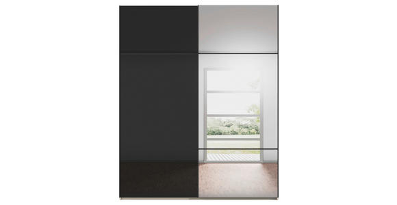 SCHWEBETÜRENSCHRANK 201/223/68 cm 2-türig Schwarz, Champagner - Champagner/Schwarz, KONVENTIONELL, Glas/Holzwerkstoff (201/223/68cm) - Novel