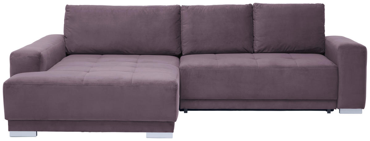 ECKSOFA inkl. Funktionen Rotbraun Flachgewebe  - Rotbraun/Silberfarben, Design, Holz/Textil (195/293cm) - Cantus