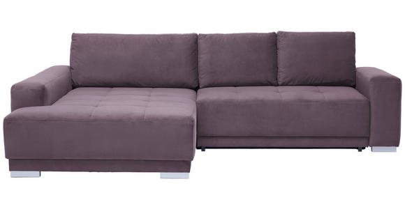ECKSOFA inkl. Funktionen in Flachgewebe Rotbraun  195/293 cm  - Rotbraun/Silberfarben, Design, Holz/Textil (195/293cm) - Cantus