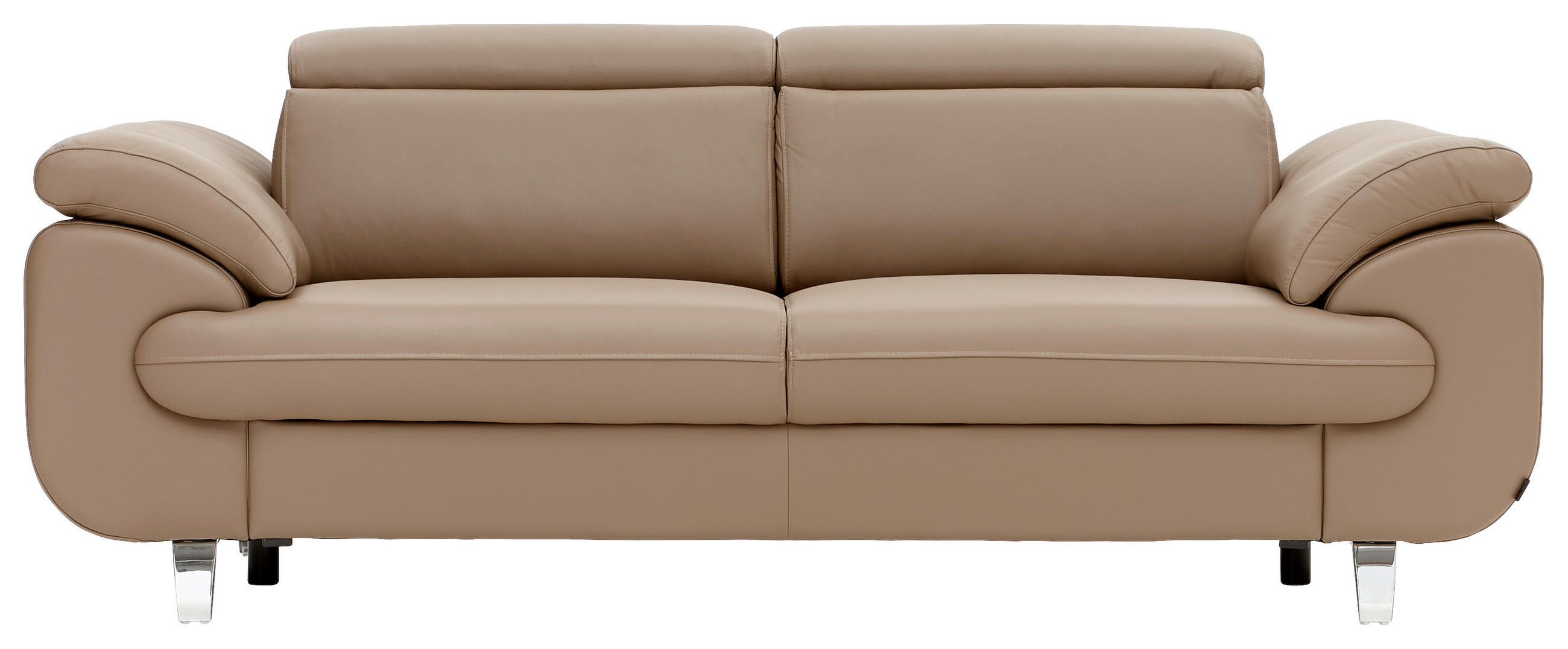 DREISITZER-SOFA in Echtleder Hellbraun - Chromfarben/Hellbraun, Natur, Leder/Metall (217/100/105cm) - Valnatura