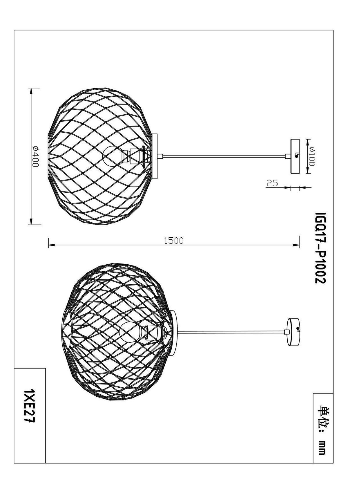 VISEČA SVETILKA        40/150 cm      E27 - črna/rjava, Basics, kovina/les (40/150cm) - Globo