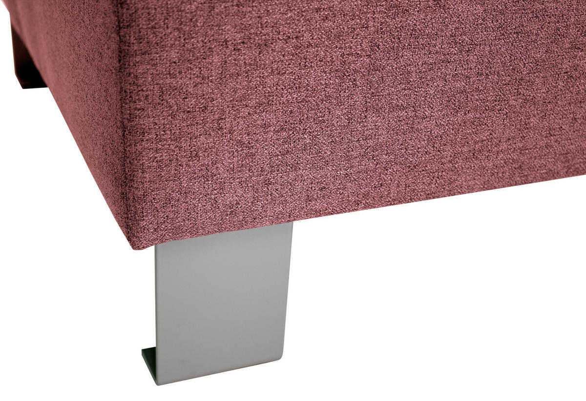 HOCKER in Textil Hellrot  - Hellrot/Silberfarben, Design, Textil/Metall (62/41/62cm) - Xora