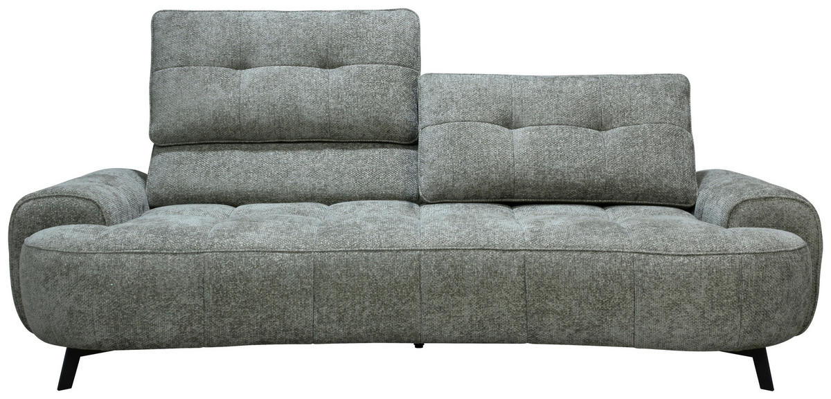 2-SITZER-SOFA Chenille Grau  - Schwarz/Grau, Design, Kunststoff/Textil (230/84/104/111/122cm) - Livetastic