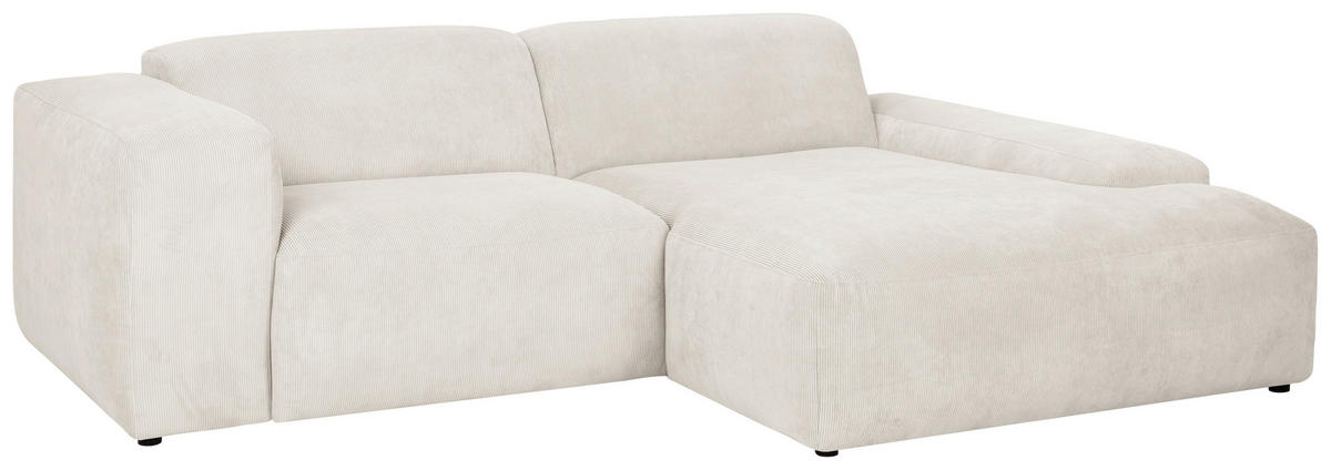 ECKSOFA in Cord Creme  252/170 cm  - Creme/Schwarz, Design, Kunststoff/Textil (252/170cm) - MID.YOU