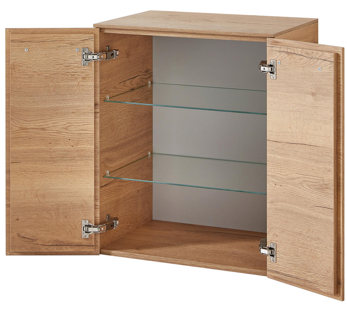 MIDISCHRANK 60/73/41,7 cm  - Chromfarben/Eichefarben, KONVENTIONELL, Glas/Holzwerkstoff (60/73/41,7cm) - Sadena