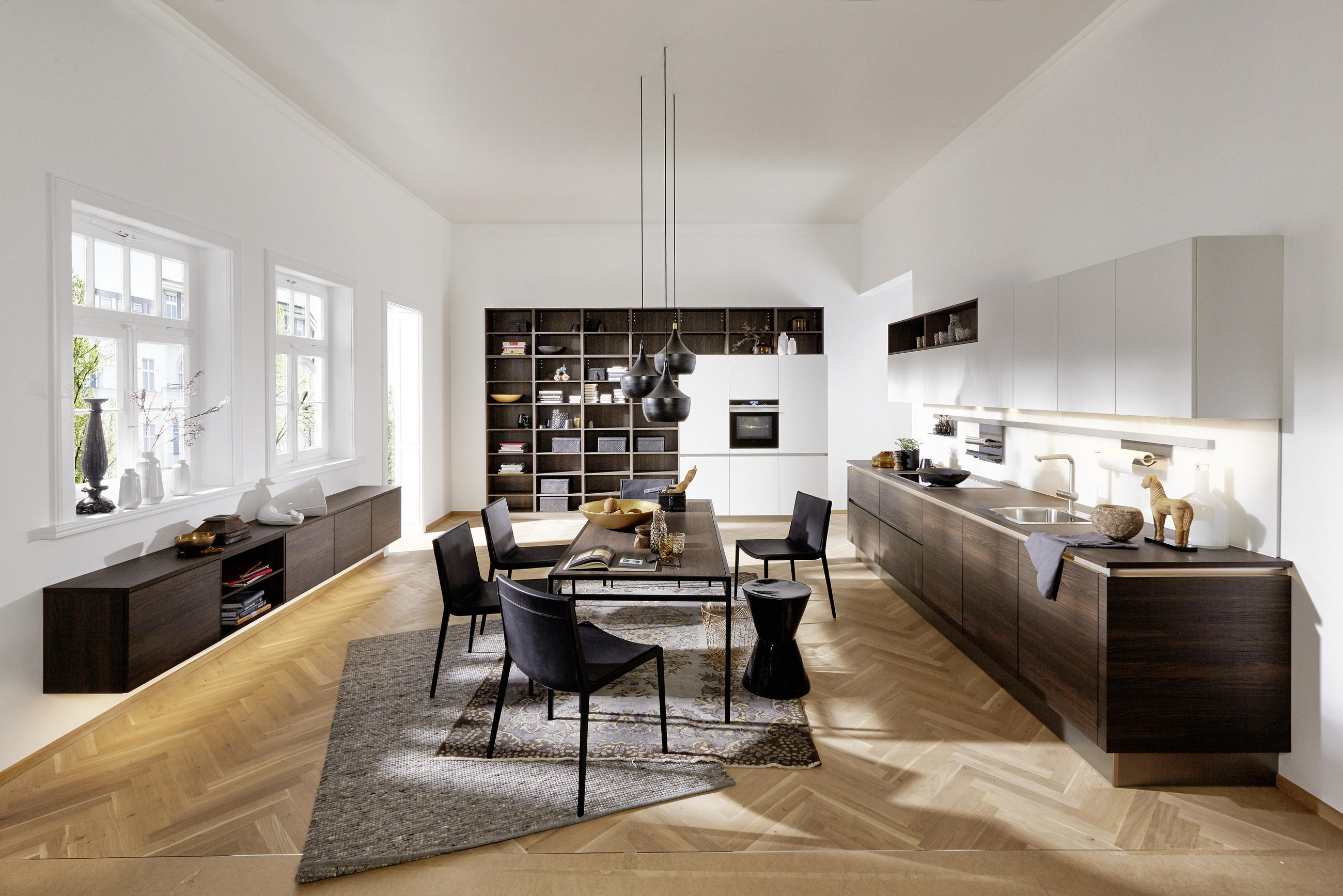 EINBAUKÜCHE ARTWOOD  - Nussbaumfarben/Weiß, Design, Holzwerkstoff/Kunststoff - Nolte Küchen