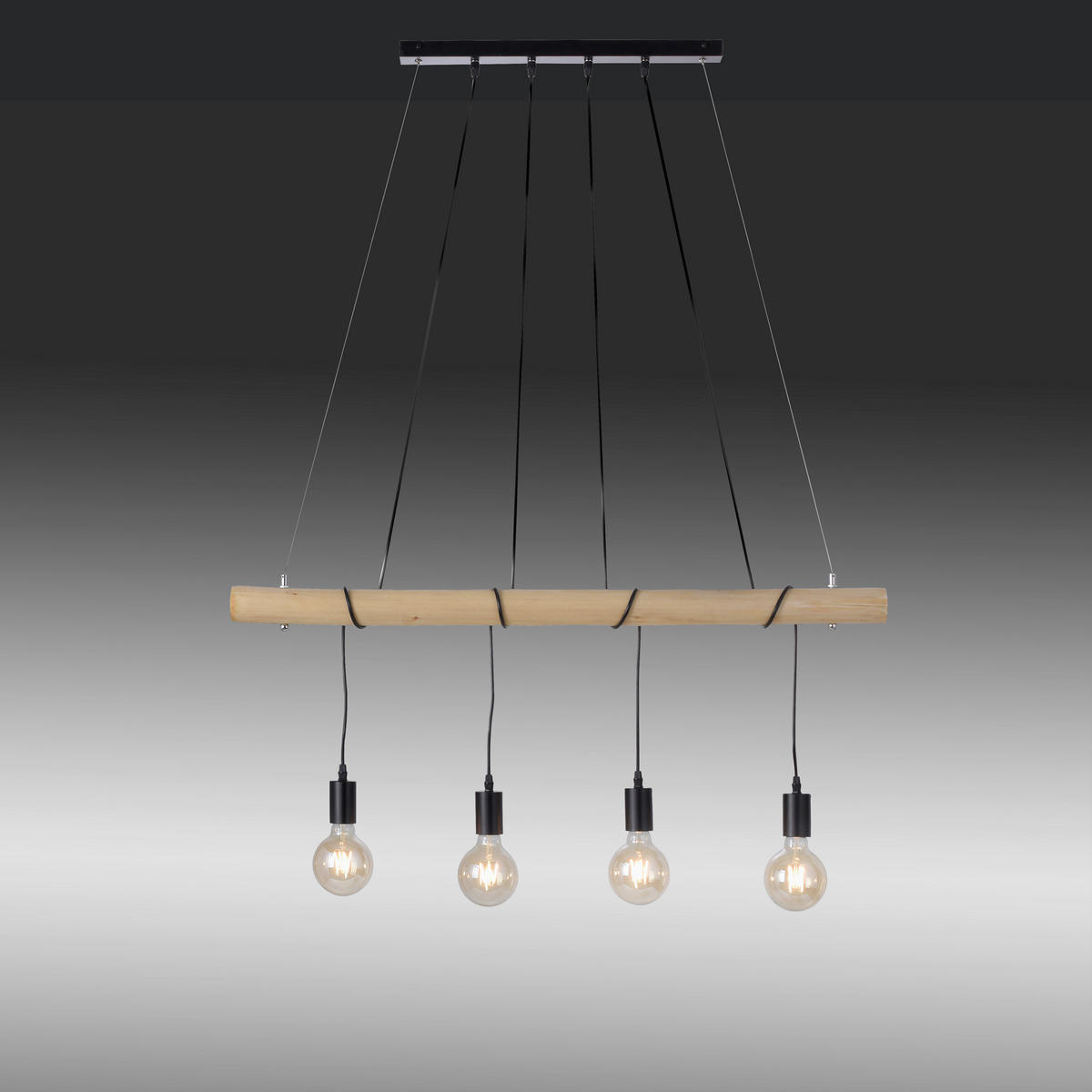 LED-HÄNGELEUCHTE  100/9,5/120 cm    - Eukalyptusholzfarben/Schwarz, Natur, Holz/Kunststoff (100/9,5/120cm) - Just Light