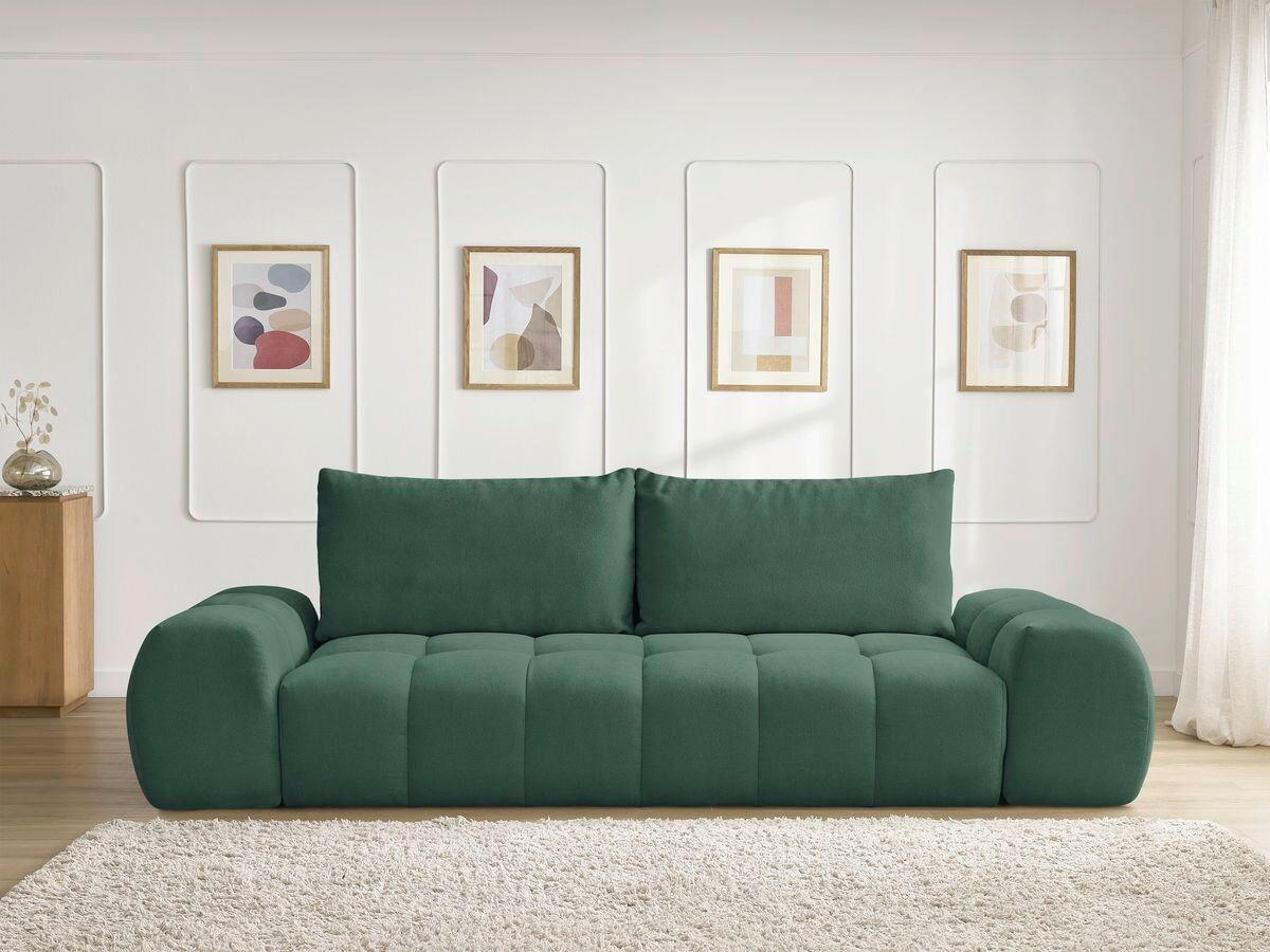 SCHLAFSOFA EVEREST  mit Rücken echt, Armteil links, Armteil rechts Struktur Grün  - Schwarz/Grün, MODERN, Kunststoff/Textil (278/90/115cm)