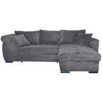 ECKSOFA Dunkelgrau Cord Zierkissen, Rückenkissen, Bettkasten, Schlaffunktion, Rücken echt, Liegefläche im Originalstoff  - Dunkelgrau/Schwarz, KONVENTIONELL, Textil/Metall (258/168cm) - Carryhome