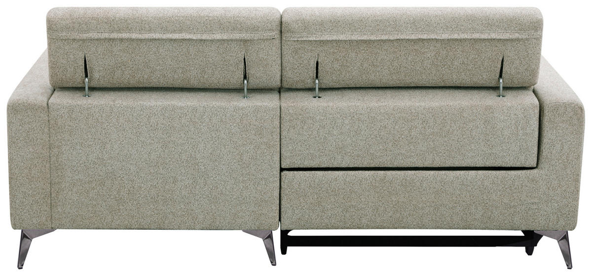 ECKSOFA Beigebraun Chenille  - Chromfarben/Beigebraun, Design, Textil/Metall (218/173cm) - Carryhome