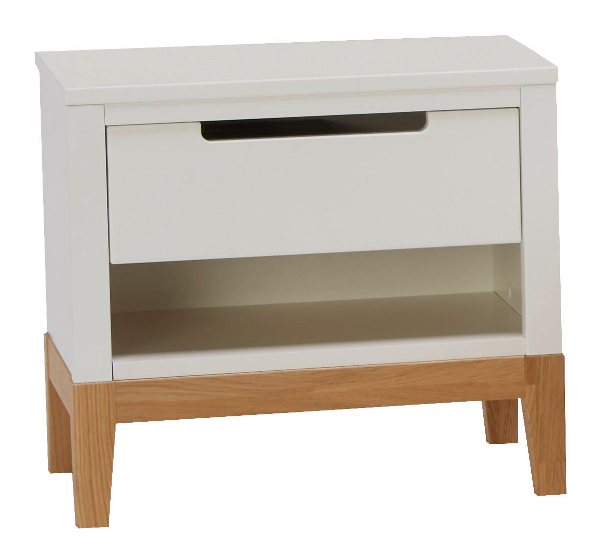 NACHTSCHRANK Eiche massiv Weiß, Eichefarben - Eichefarben/Weiß, Holz (50/45/31cm) - Ben'n'jen