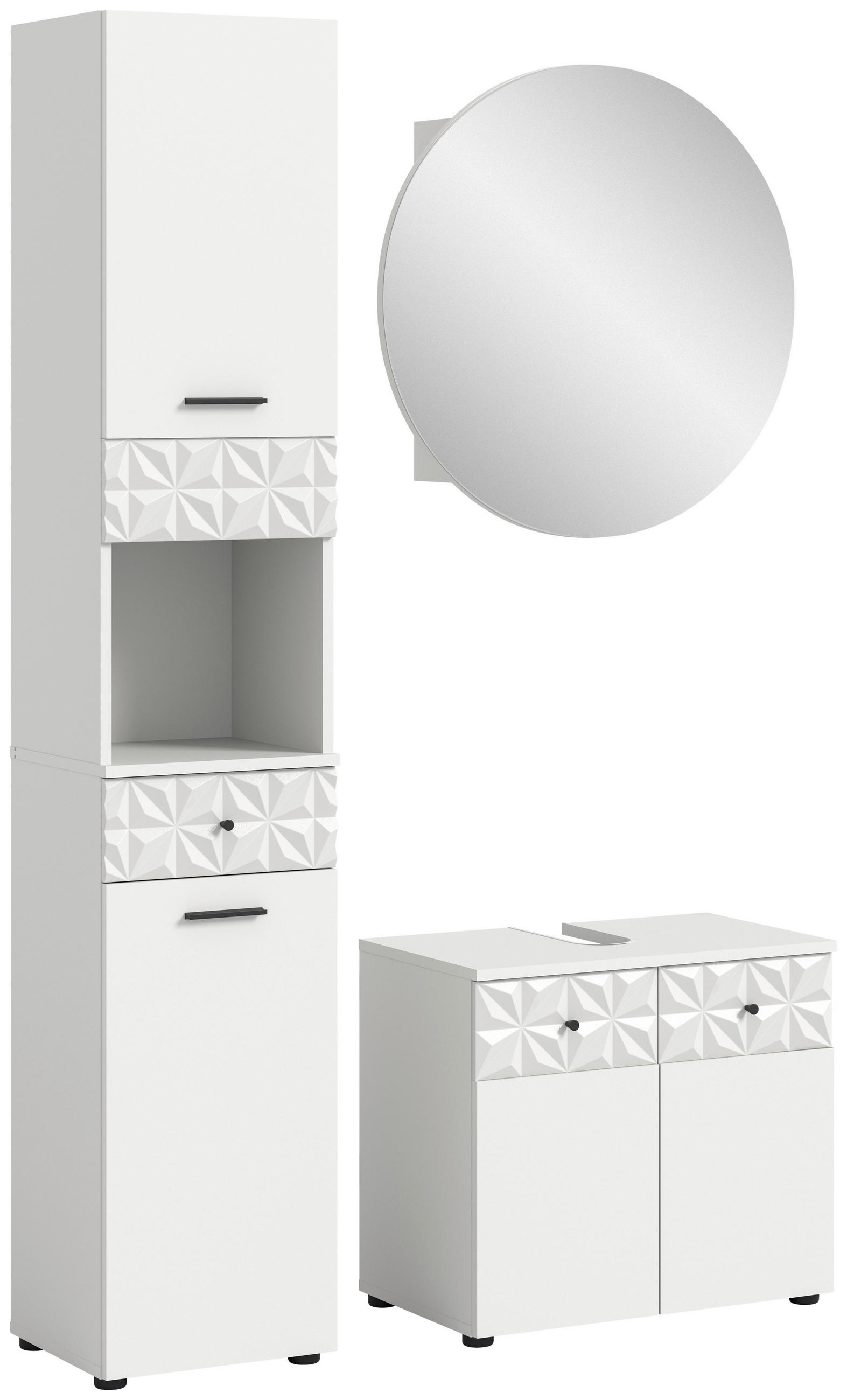 KÚPEĽŇA biela  - čierna/biela, Modern, kov/kompozitné drevo (95cm) - MID.YOU
