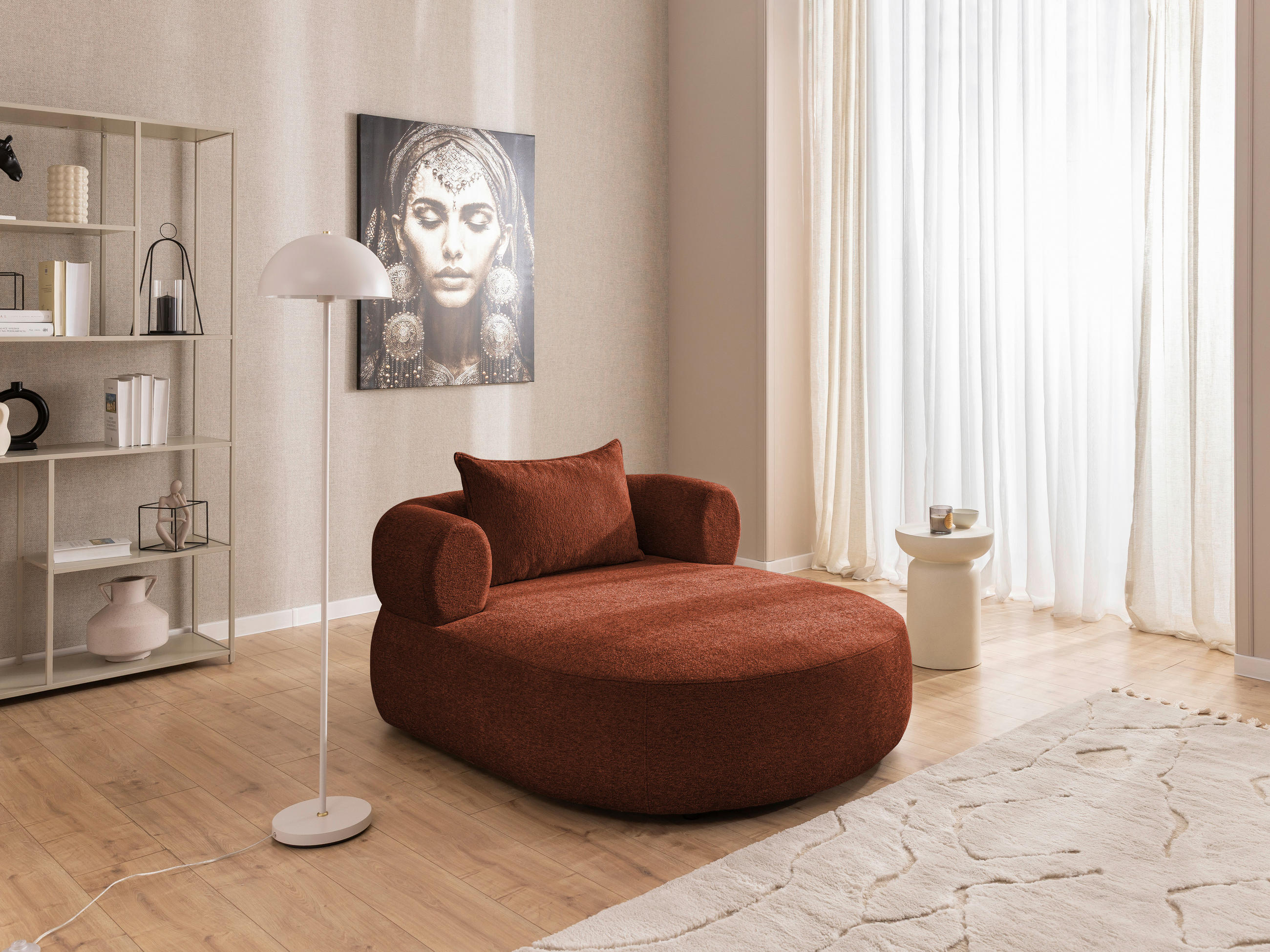 XXL-SESSEL in Chenille Rostfarben - Rostfarben/Schwarz, Design, Kunststoff/Textil (122/76/156cm) - Livetastic