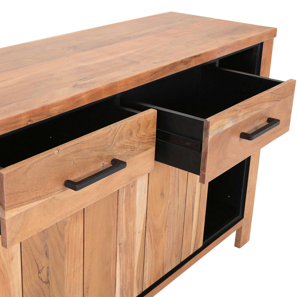 SIDEBOARD 135/80/44 cm  - Schwarz/Akaziefarben, LIFESTYLE, Glas/Holz (135/80/44cm) - Landscape