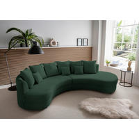 Wohnlandschaft in Cord Dunkelgrün  - Dunkelgrün/Schwarz, Design, Kunststoff/Textil (300/160cm) - Livetastic