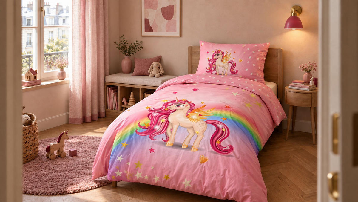 DEČJA POSTELJINA LITTLE 140/200 cm renforcé tkanina višebojna, pink  - pink/višebojna, Osnovno, tekstil (140/200cm) - Ben'n'jen