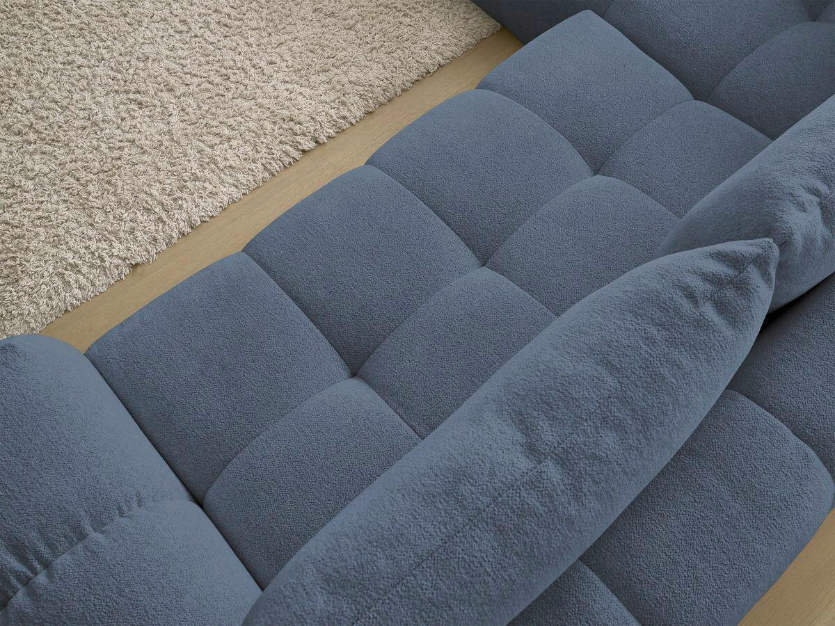 ECKSCHLAFSOFA EVEREST  mit Rücken echt, Armteil links, Armteil rechts Flachgewebe Dunkelblau  - Schwarz/Dunkelblau, MODERN, Kunststoff/Textil (320/212cm)