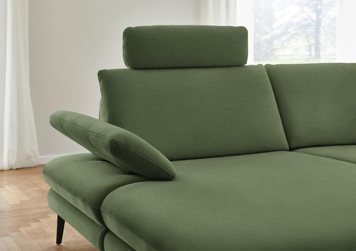 WOHNLANDSCHAFT Chenille, Flachgewebe Grün  - Schwarz/Grün, Design, Textil/Metall (180/344/208cm) - Dieter Knoll