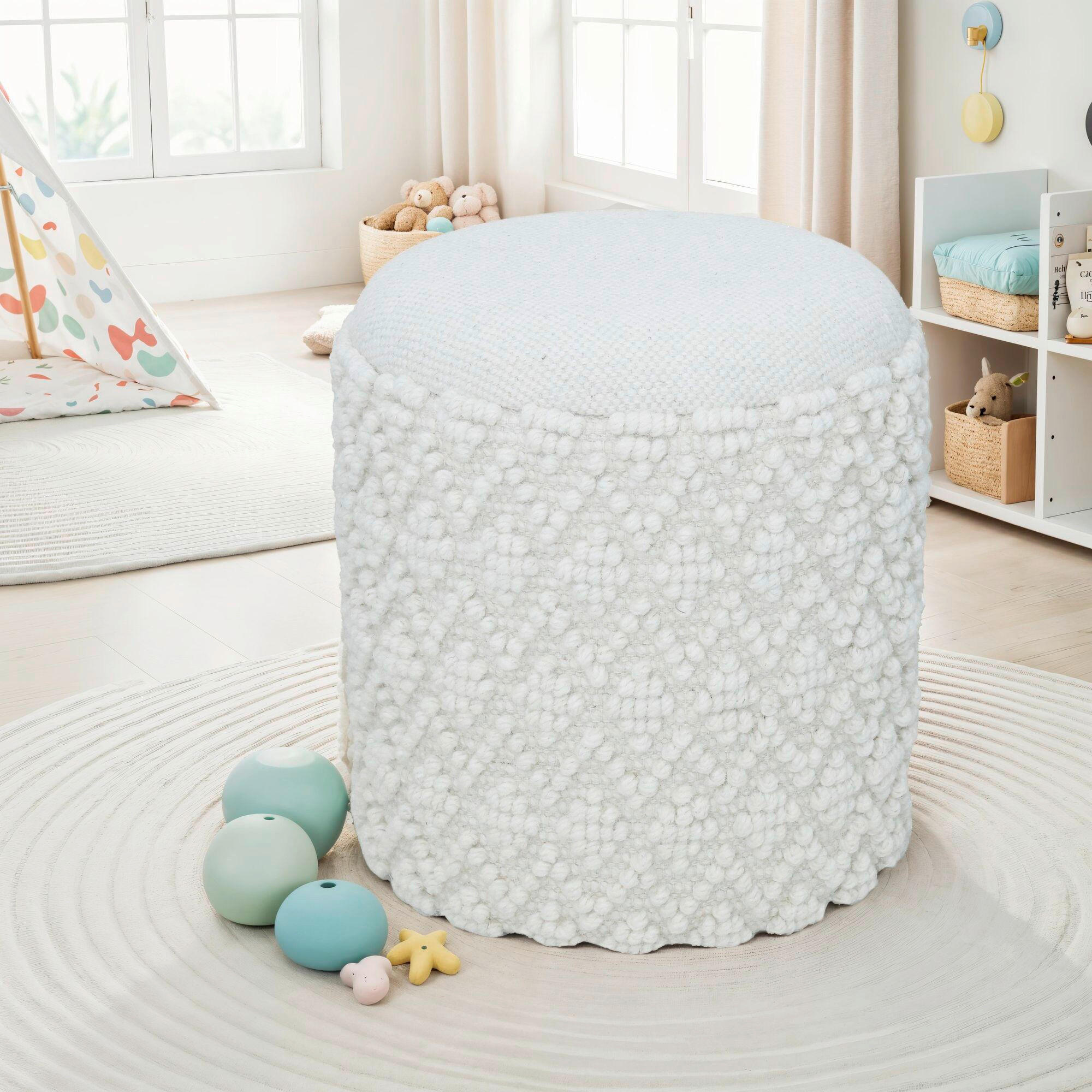 Taburet din textil, alb