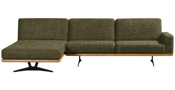 ECKSOFA in Flachgewebe Grün  - Schwarz/Grün, Natur, Textil/Metall (170/326cm) - Valnatura