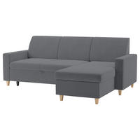ECKSOFA NIKAS Grau Flachgewebe Bettkasten  - Buchefarben/Grau, Design, Holz/Textil (227/156cm) - MID.YOU