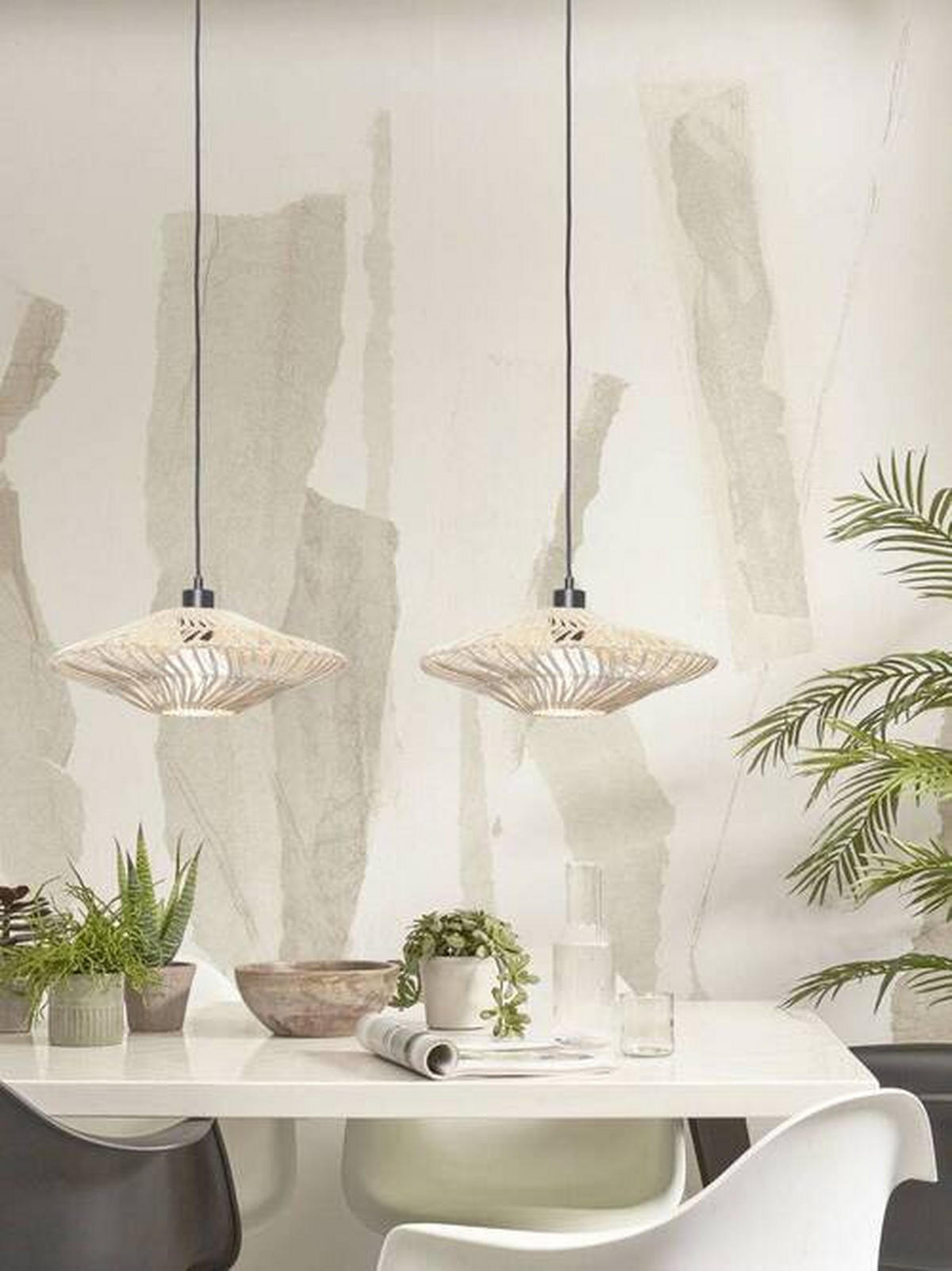 HÄNGELEUCHTE GOOD&MOJO  40/12 cm   - Weiß, Trend, Naturmaterialien (40/12cm) - Good & Mojo