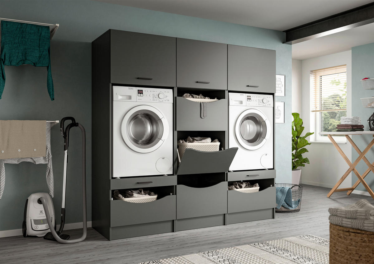 HAUSWIRTSCHAFTSRAUM 192/195/68 cm Anthrazit  - Anthrazit, Basics, Holzwerkstoff (192/195/68cm) - MID.YOU