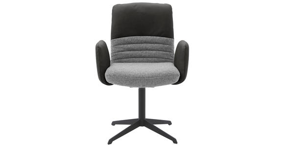 ARMLEHNSTUHL  in Stahl Flachgewebe Echtleder pigmentiert  - Dunkelgrau/Schwarz, Design, Leder/Textil (64/93/69cm) - Dieter Knoll