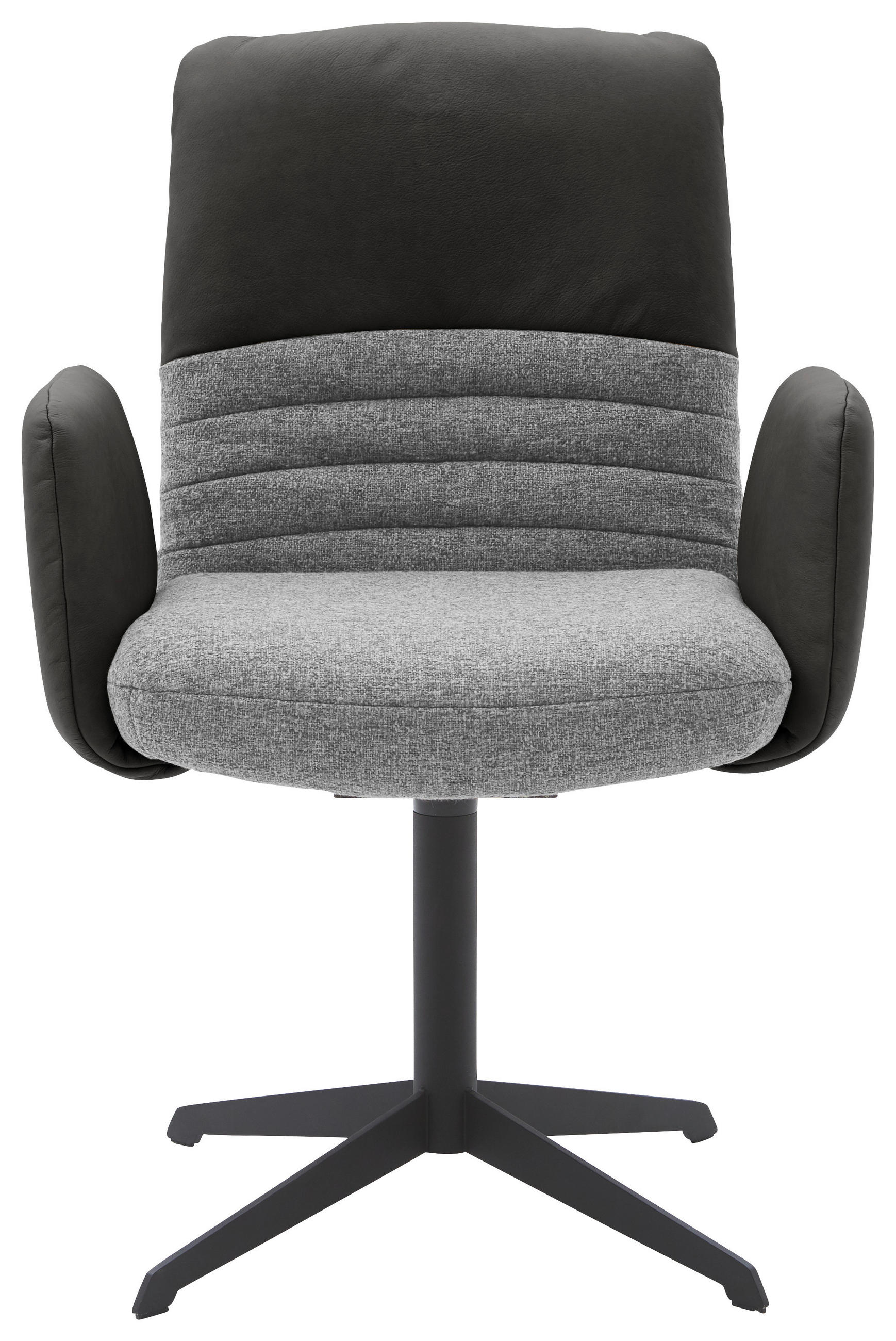 ARMLEHNSTUHL  in Stahl Flachgewebe Echtleder pigmentiert  - Dunkelgrau/Schwarz, Design, Leder/Textil (64/93/69cm) - Dieter Knoll