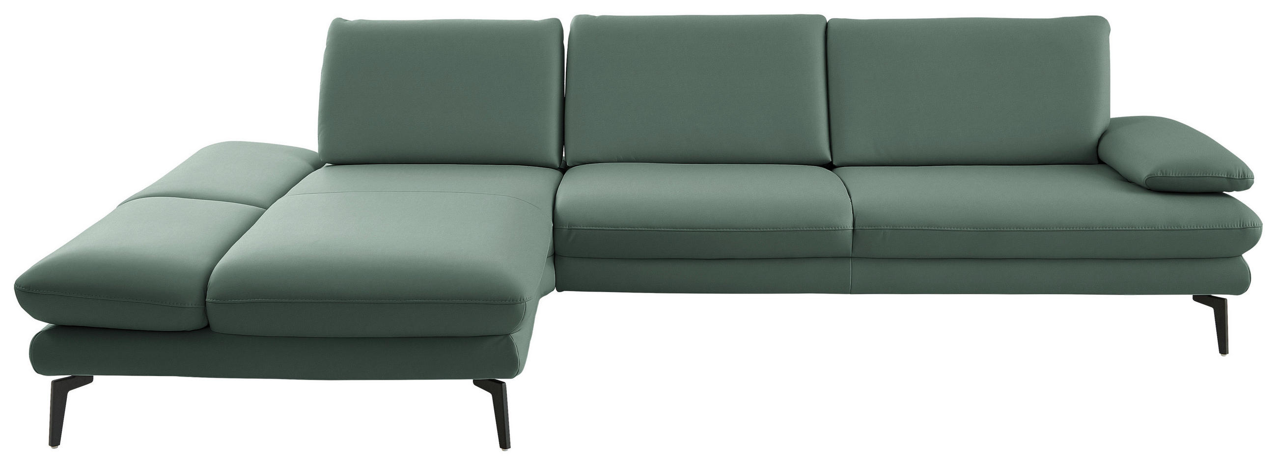 ECKSOFA in Echtleder Opal  195/308 cm  - Opal/Schwarz, Design, Leder/Metall (195/308cm) - Dieter Knoll