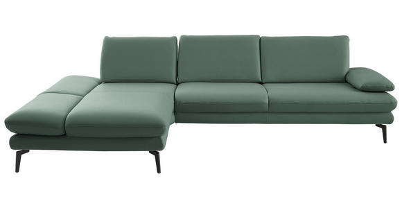 ECKSOFA  in Echtleder Opal  195/308 cm  - Opal/Schwarz, Design, Leder/Metall (195/308cm) - Dieter Knoll