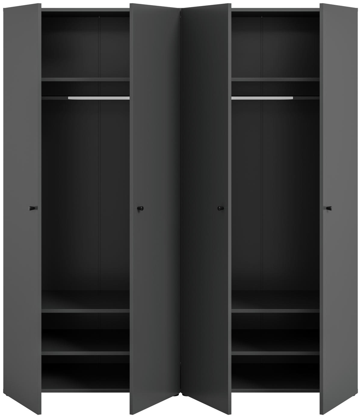 DREHTÜRENSCHRANK 160/176/51 cm,  in Anthrazit, 4-türig  - Anthrazit/Schwarz, MODERN, Holzwerkstoff/Kunststoff (160/176/51cm) - MID.YOU