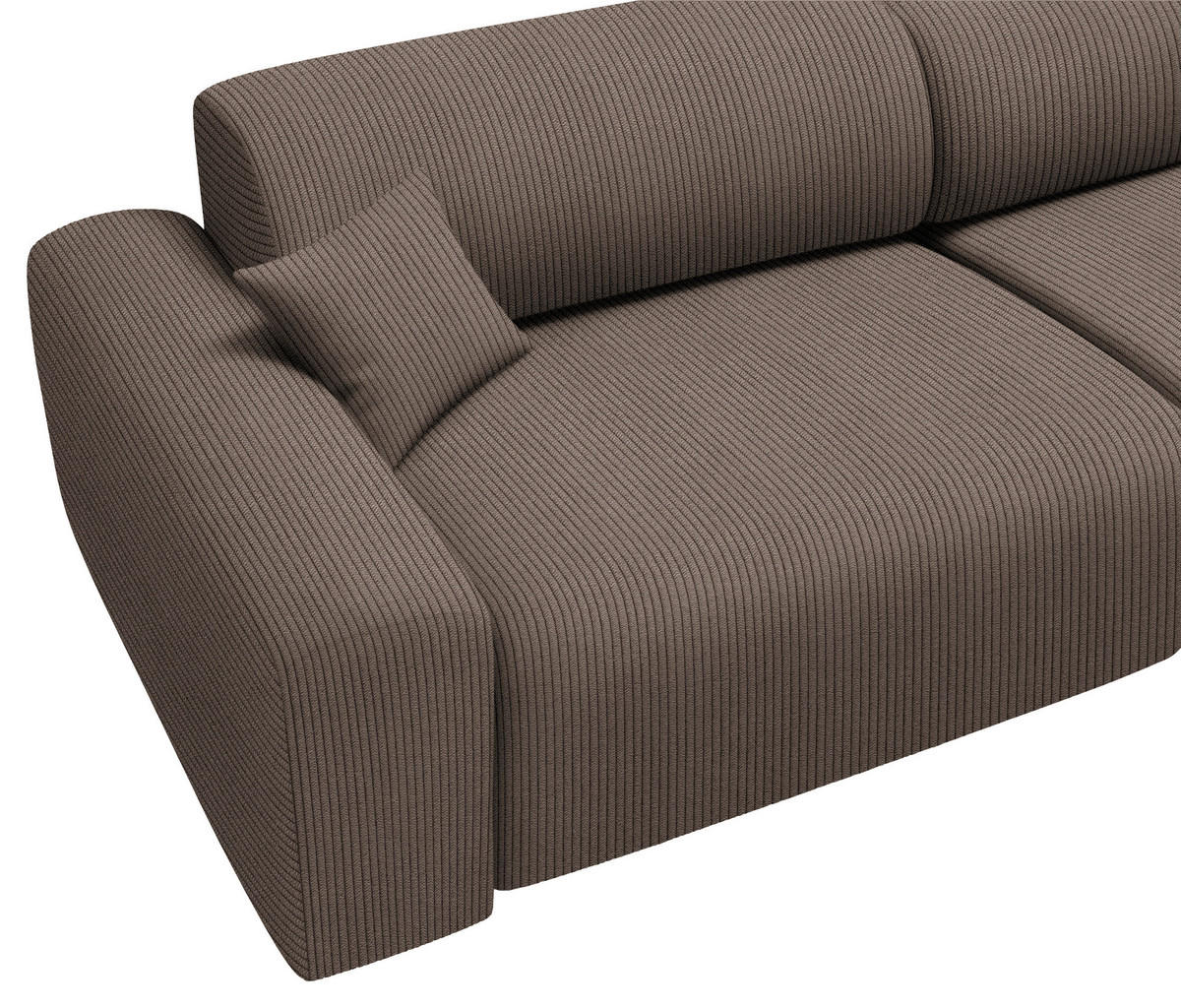 ECKSOFA in Velours, Feincord Braun  292/178 cm  - Schwarz/Braun, Design, Kunststoff/Textil (292/178cm) - home24