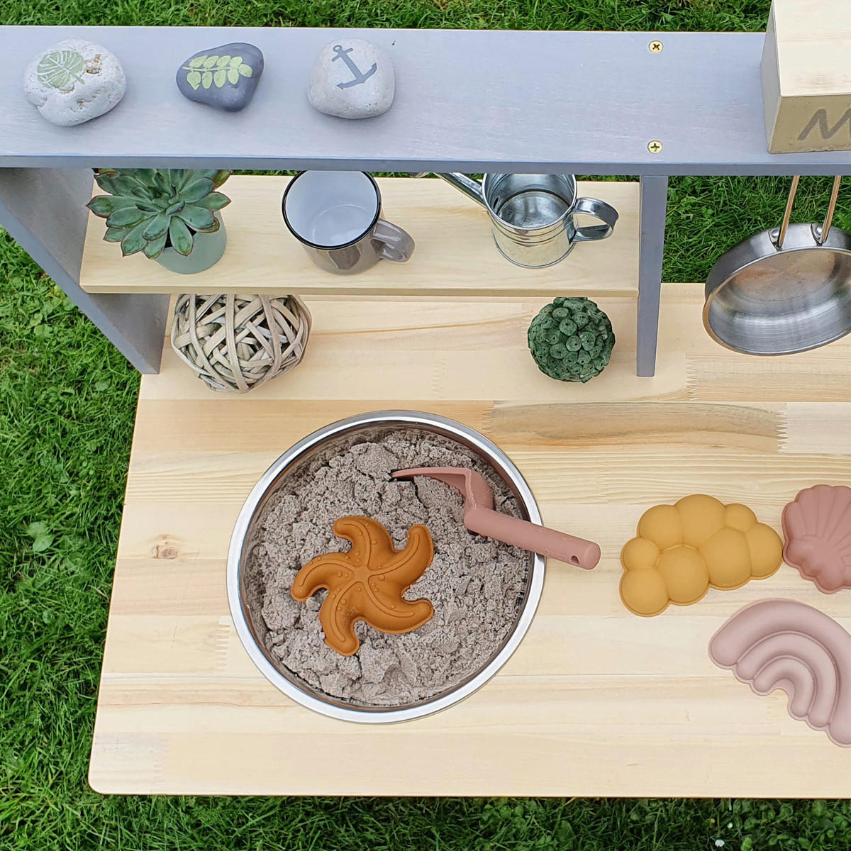 MATSCHKÜCHE MUD STARTER Metall, Holz Naturfarben, Grau  - Naturfarben/Grau, Basics, Holz/Metall (80/40/90cm) - MUDDY BUDDY