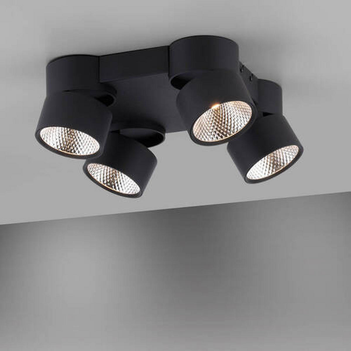 LED-DECKENLEUCHTE 40.5/40.5/15.5 cm   - Schwarz, Basics, Kunststoff/Metall (40.5/40.5/15.5cm) - Neuhaus PURE