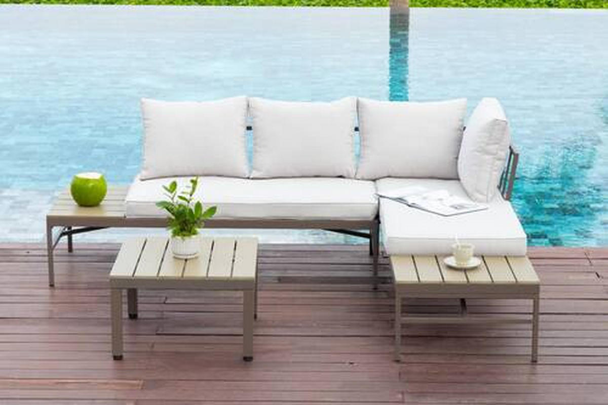 LOUNGEGARNITUR  215/154,5 cm  Stahl  - Braun/Grau, MODERN, Kunststoff/Textil (215/154,5cm) - Luca Bessoni